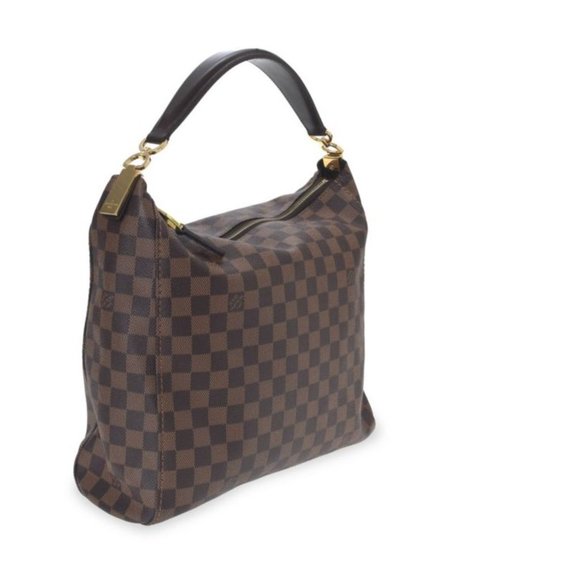 LOUIS VUITTON Portobello PM Damier Ebene Coated Canvas Hobo Bag - Picture 1 of 15